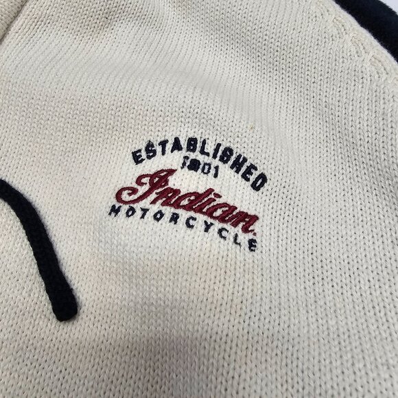 Indian Motorcycle Womens Logo Zip Up Hooded White Blue Sweater Jacket L Large - Picture 9 of 16
